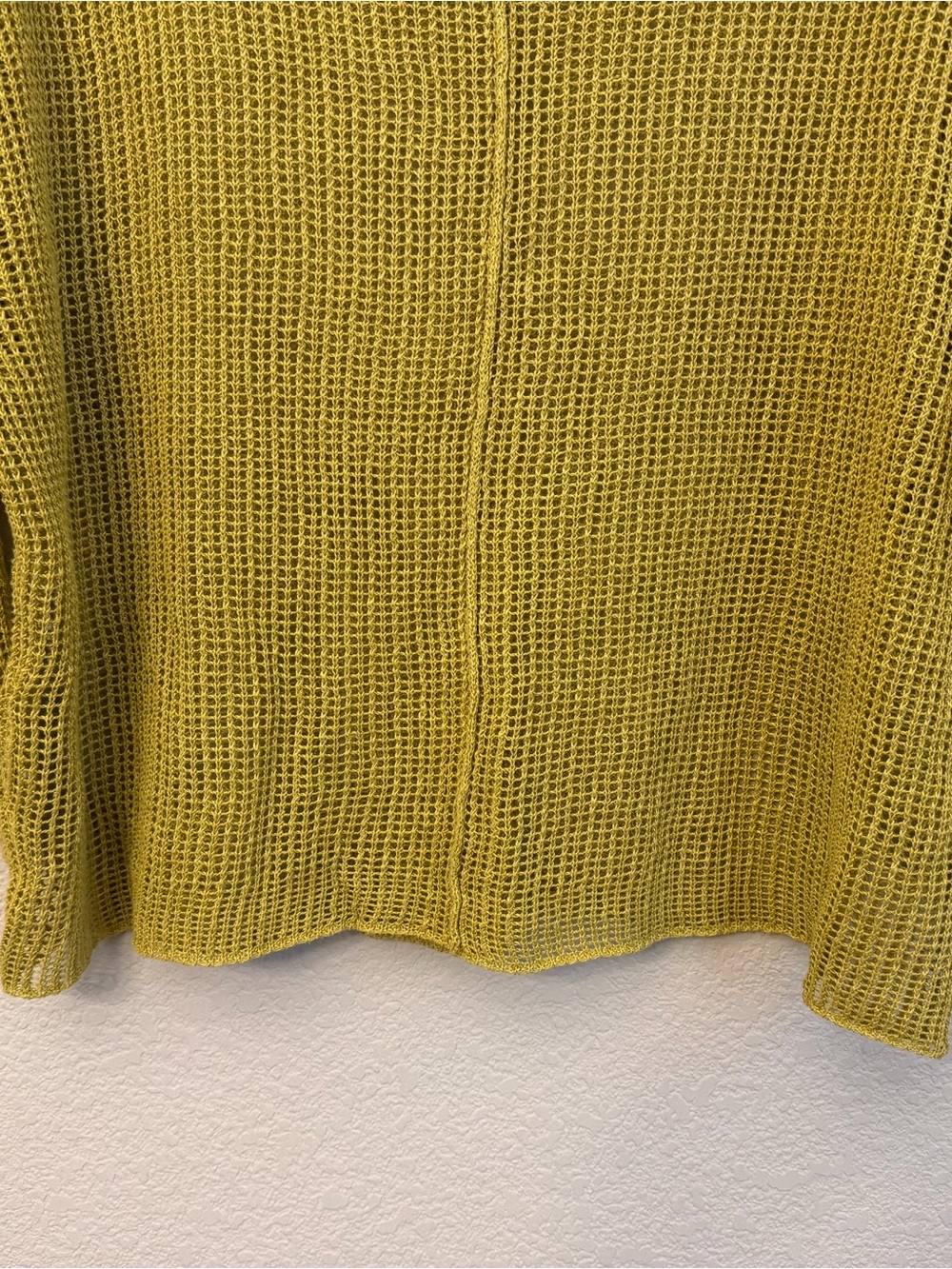 Eileen Fisher Mustard Open-Knit Raglan Boxy Sweater PL - Picture 9 of 9